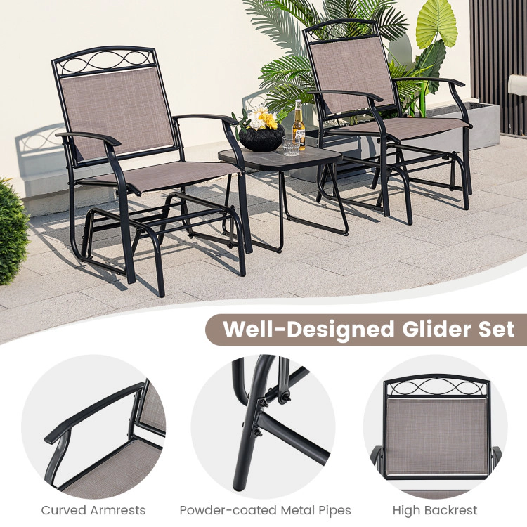 Hivvago Set Of 2 Outdoor Metal Glider Armchairs With Weather-Resistant Fabric