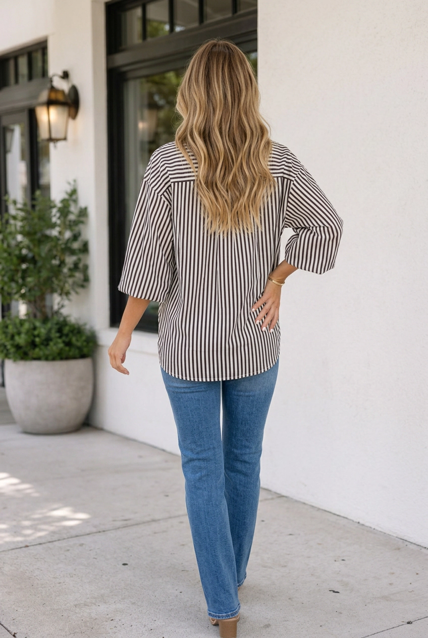 Threaded Pear Raegan Half Sleeve Up Shirt