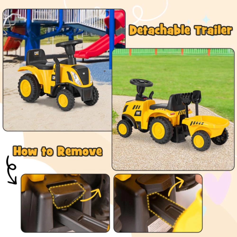 Hivvago Kids Ride on Tractor Licensed Caterpillar with Detachable Trailer No Power