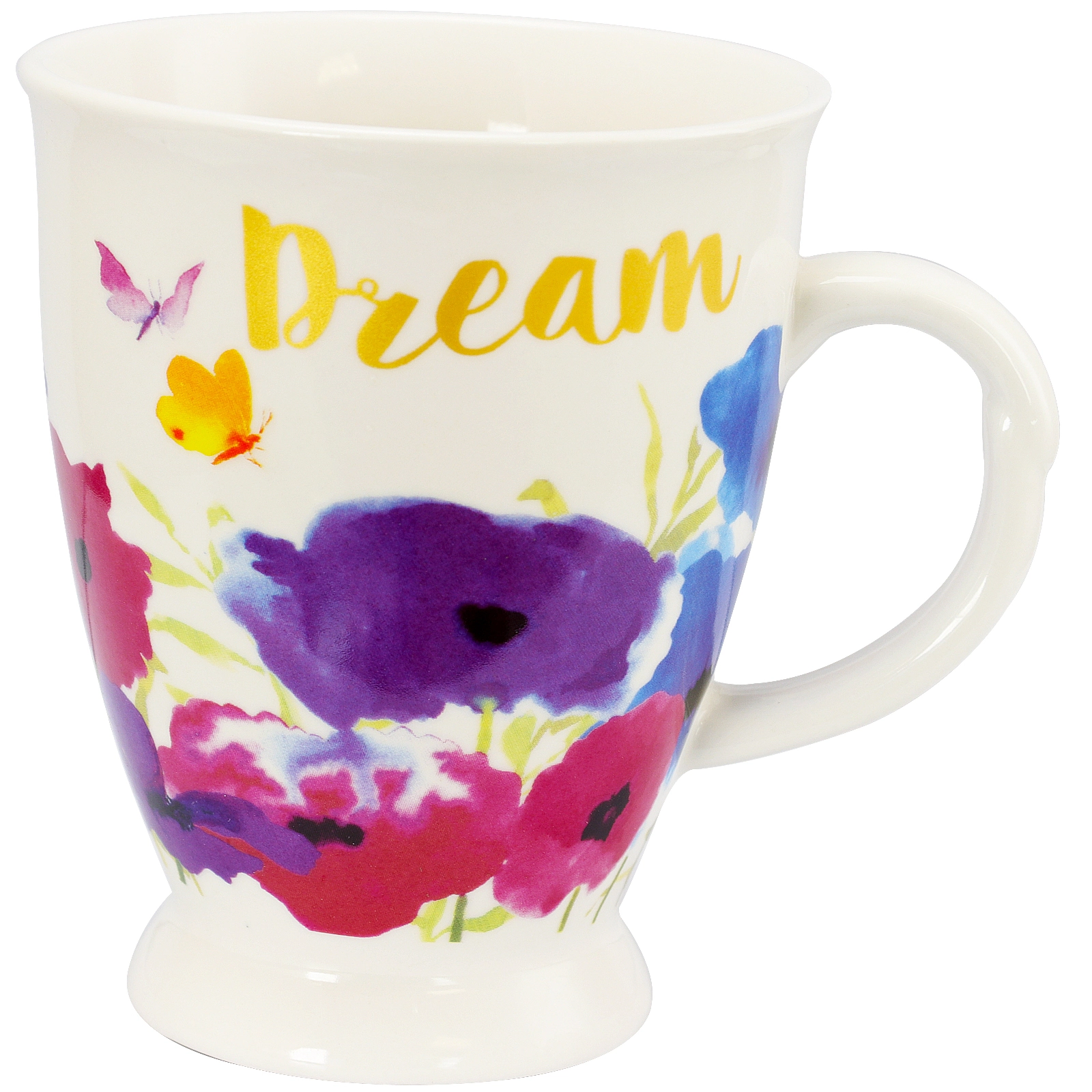 Gibson Home Bold Floral 17.4 oz Cup Set, Set of 4 Assorted Designs