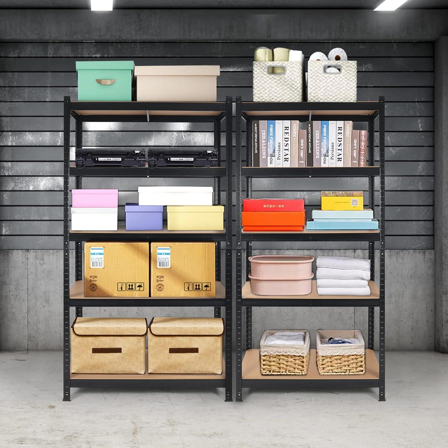 Flynama Industrial Heavy Duty Steel Garage Shelving 2000 LBS Capacity Adjustable Storage Rack for Workshop Warehouse