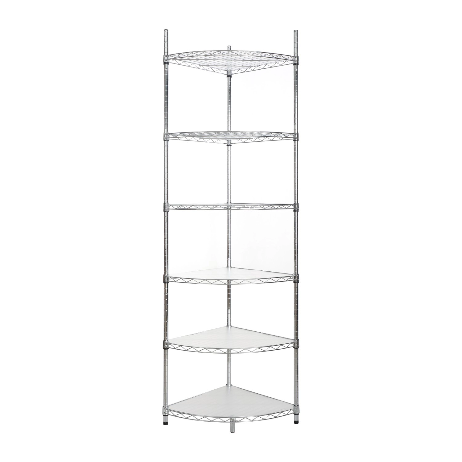Flynama 6-Tier Corner Chrome Wire Shelf, Pentagonal Adjustable Heavy Duty Display for Bathroom, Living Room, Kitchen
