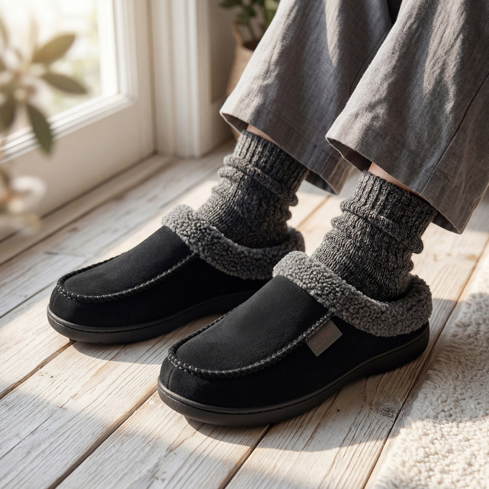 BLISSFUL STEP Women's Winter Fuzzy Indoor Outdoor House Slippers