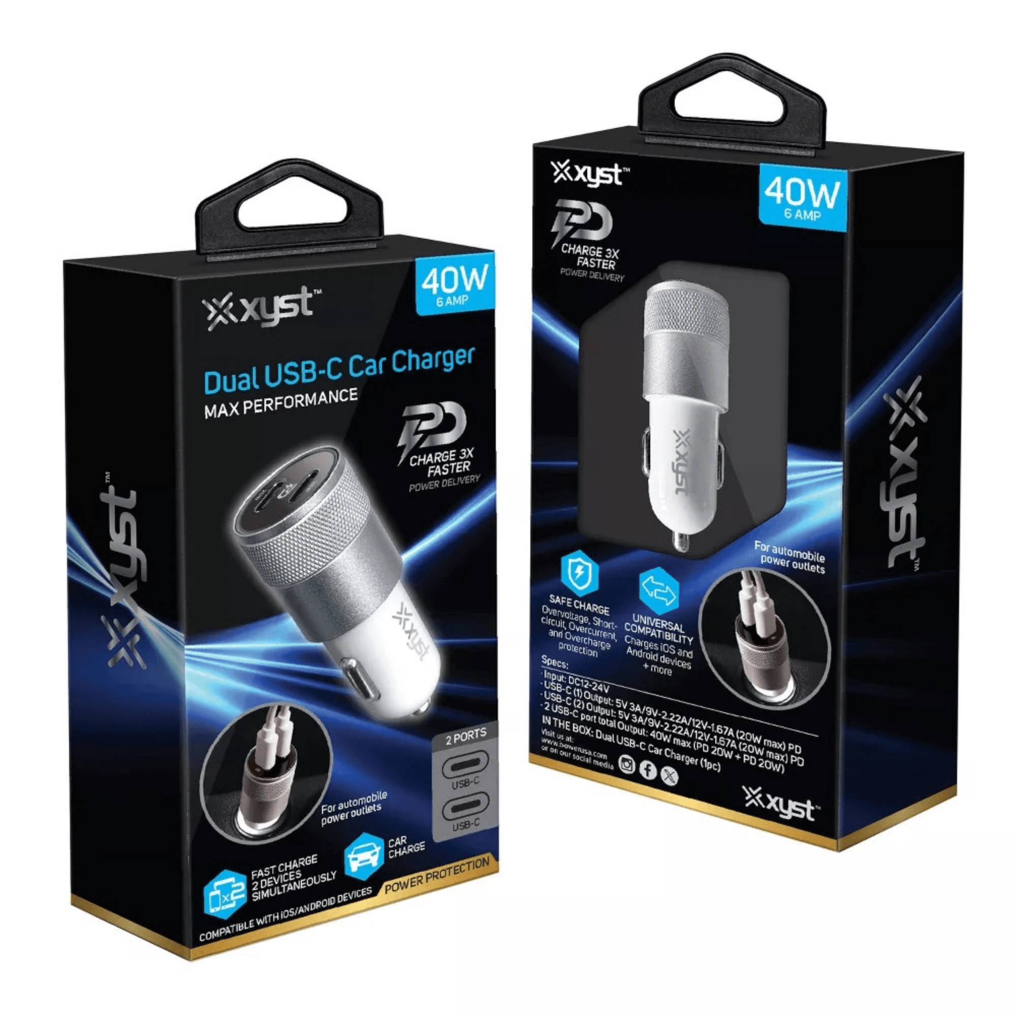 Xyst 40-Watt Dual USB-C Car Charger