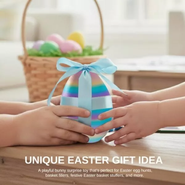 Sperric 3D Printed Surprise Eggs, 4.3” Prefilled Easter Egg w/ Articulated Bunny Fidget Toys, Basket Stuffers 2Pk