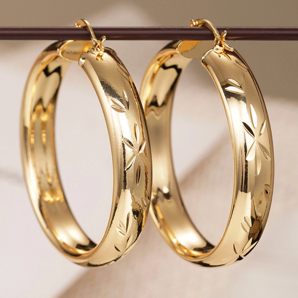 Metal Gold Color Big Circe Earrings for Women
