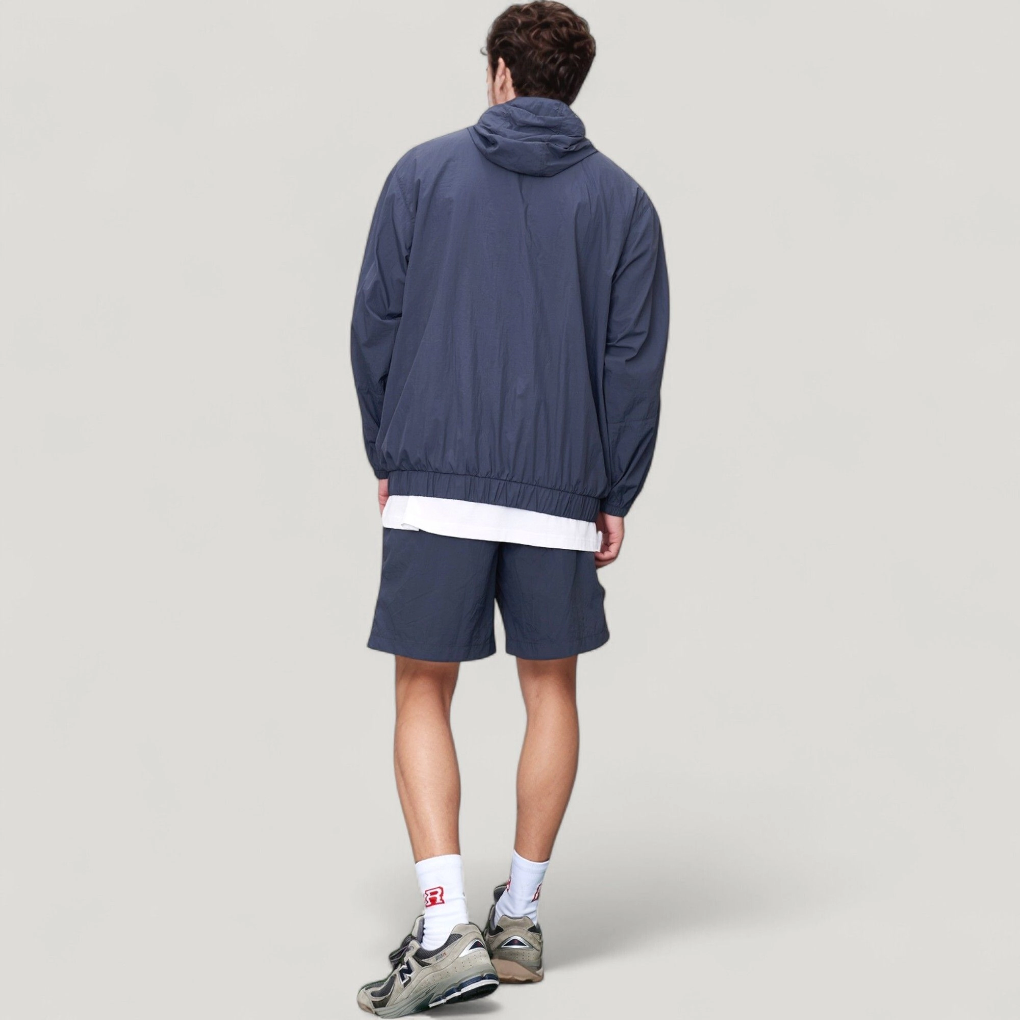 Anna-Kaci Men's Full Zip Hooded Jacket with Elastic Hem and Contrast Sleeve Stripes