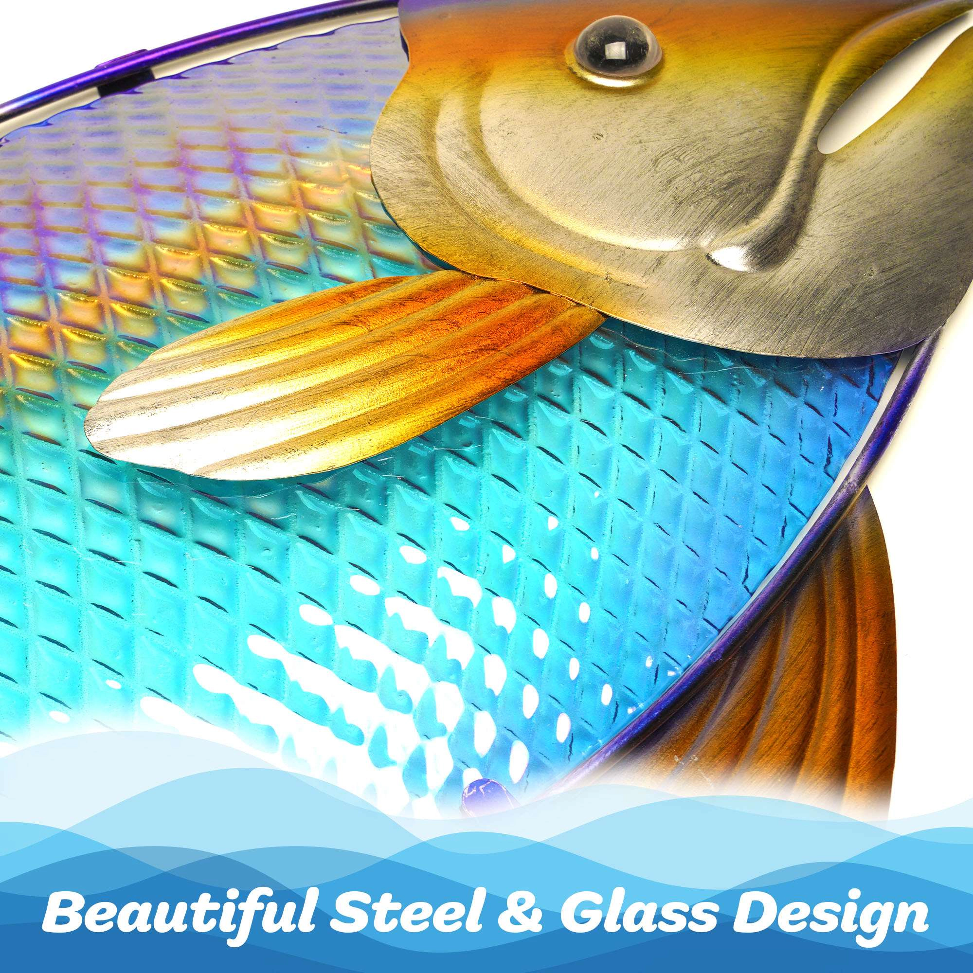 G128 Hand-Painted Yellowtail Fish Metal Wall Art