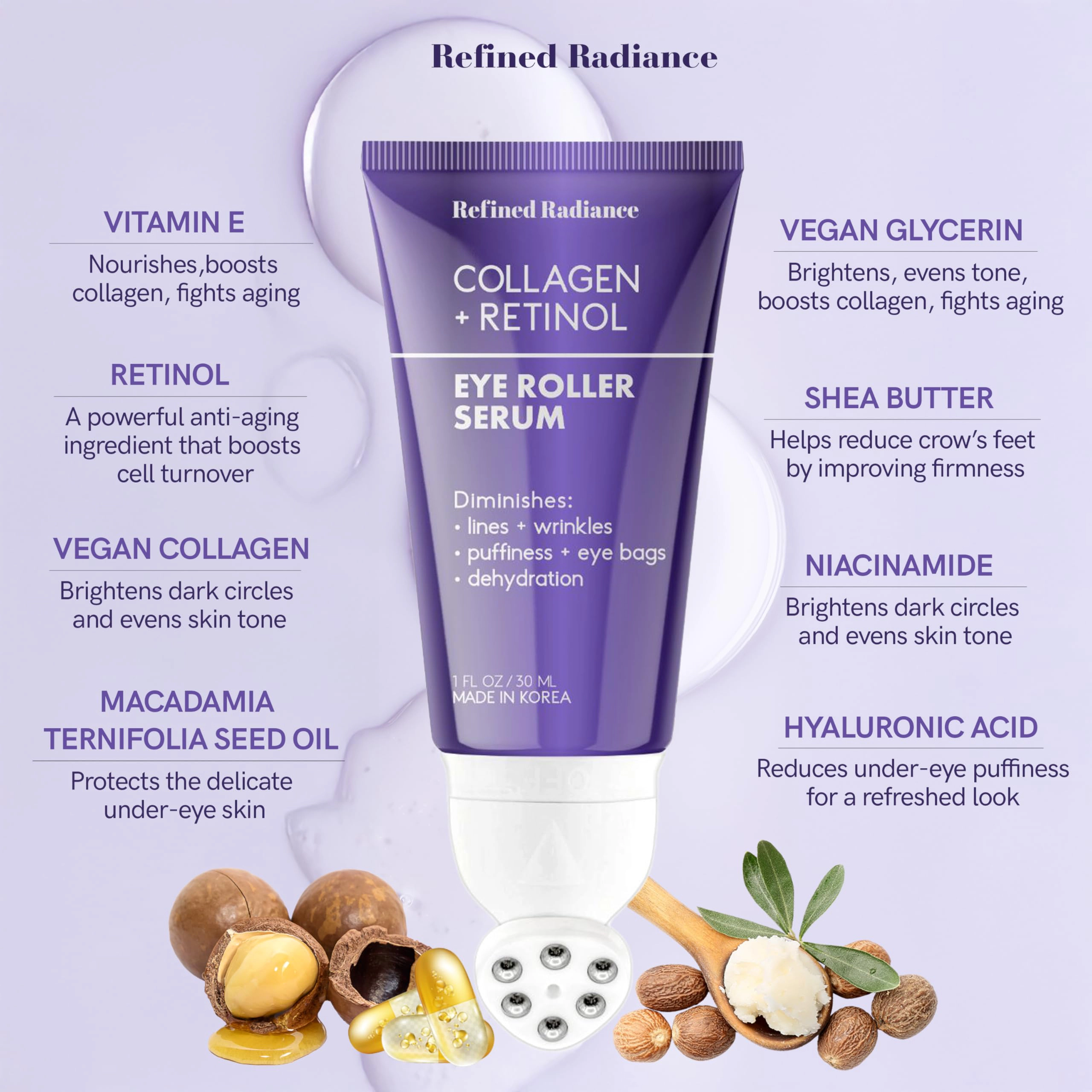 Lovery Collagen + Retinol Korean Eye Roller Serum - Korean Skincare for Anti-Aging Under Eye Treatment