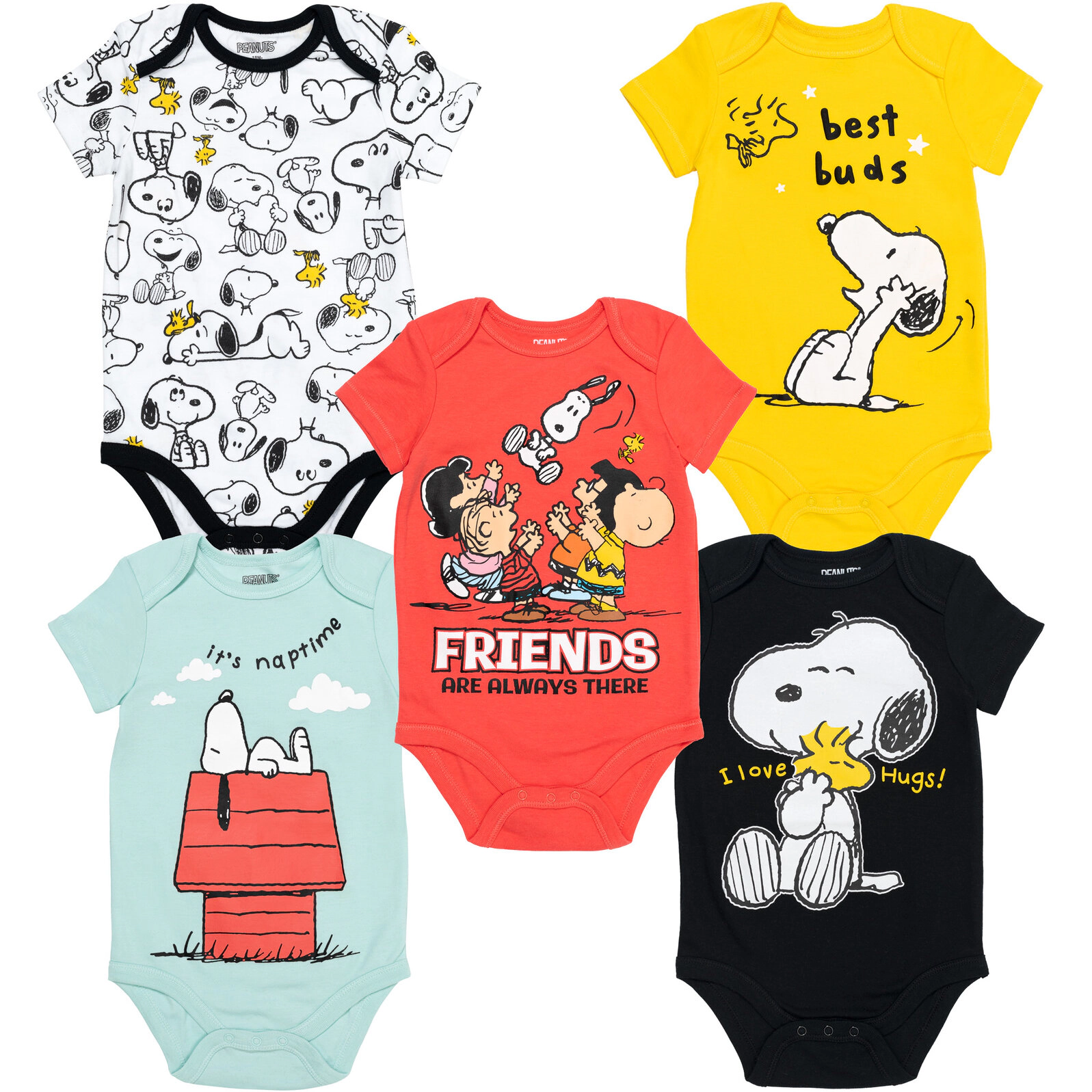 Peanuts Baby 5-Pack Bodysuits