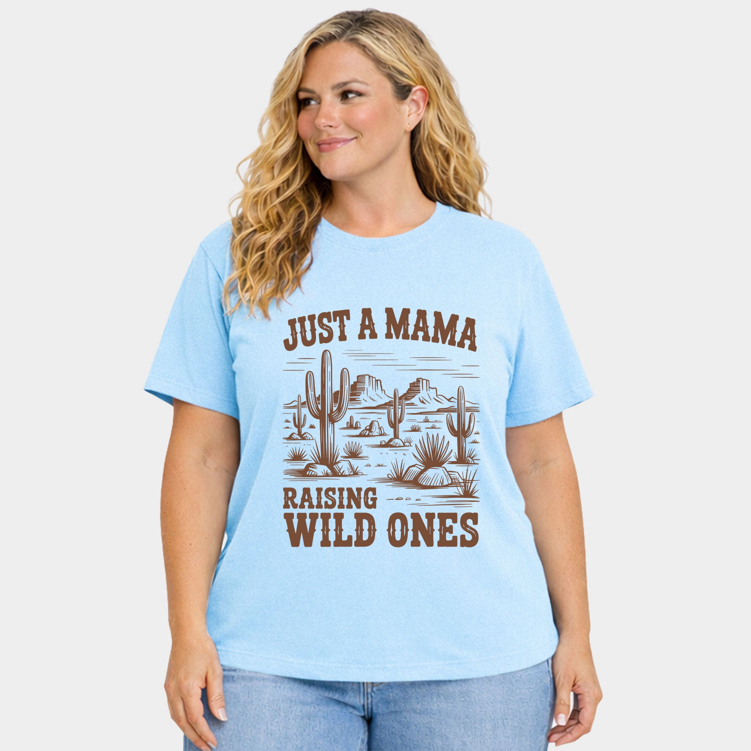Simply Sage Market - Just A Mama Raising Wild Ones Women's Plus Sized Garment Dyed Graphic T-Shirt
