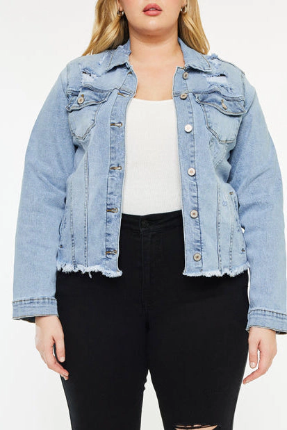 KanCan Women's Plus Denim Jacket Loren