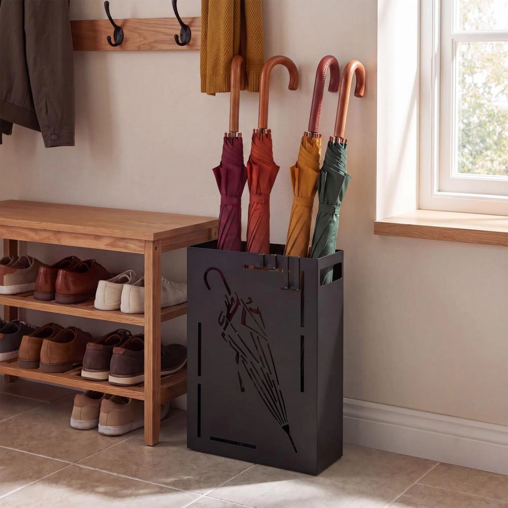 Hivvago Rectangular Umbrella Holder Rack with Removable Drip Tray