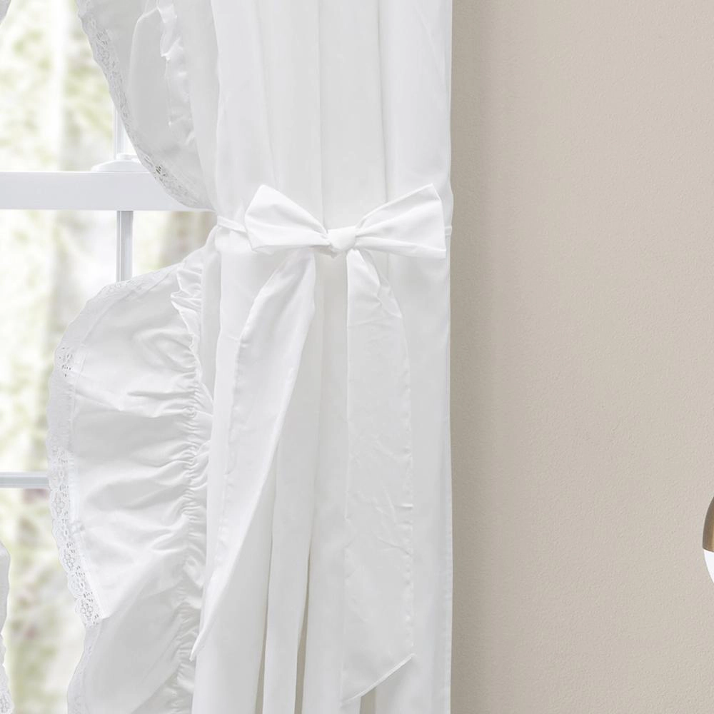 Ellis Curtain Madelyn Ruffled Victorian Priscillas 1.5" Rod Pocket Curtain Panel 100" x 63" White