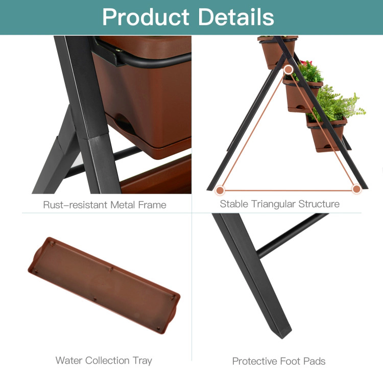 Hivvago 5-tier Vertical Garden Planter Box Elevated Raised Bed with 5 Container