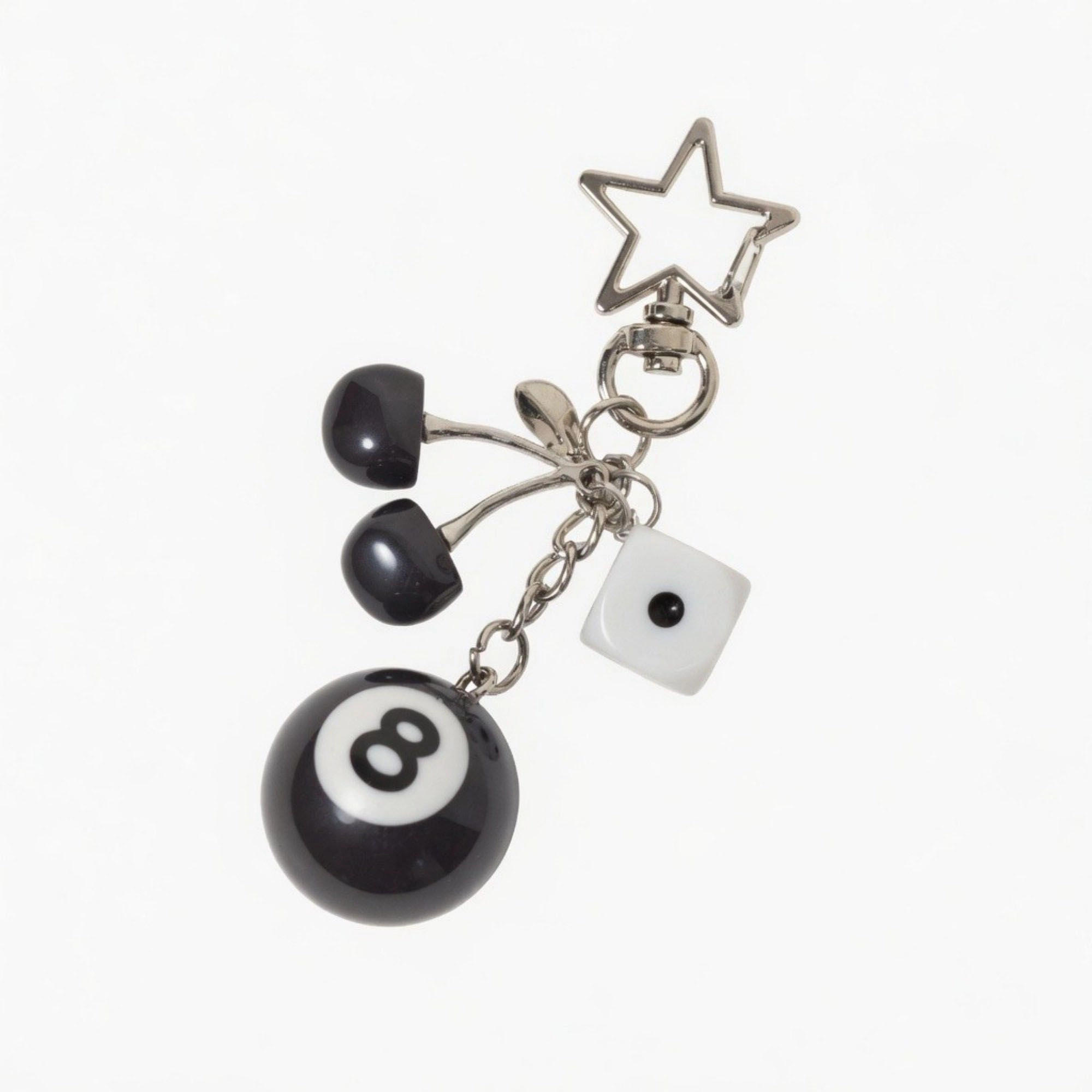 Alilang Women's Dice Charm Keychain with Multi Pendant Set Game Theme Bag Key Ring Accessory