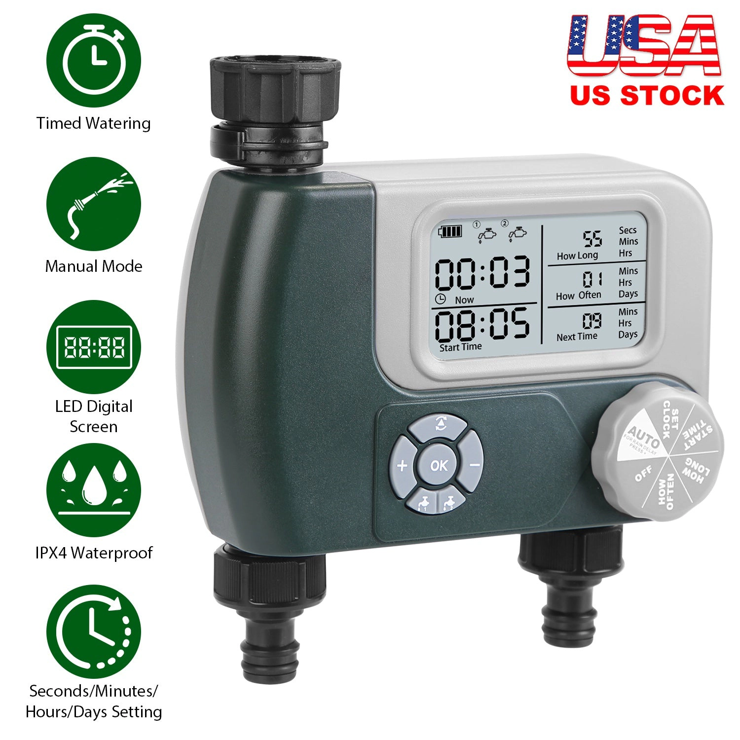 GBruno 2-Zone Digital Sprinkler Timer