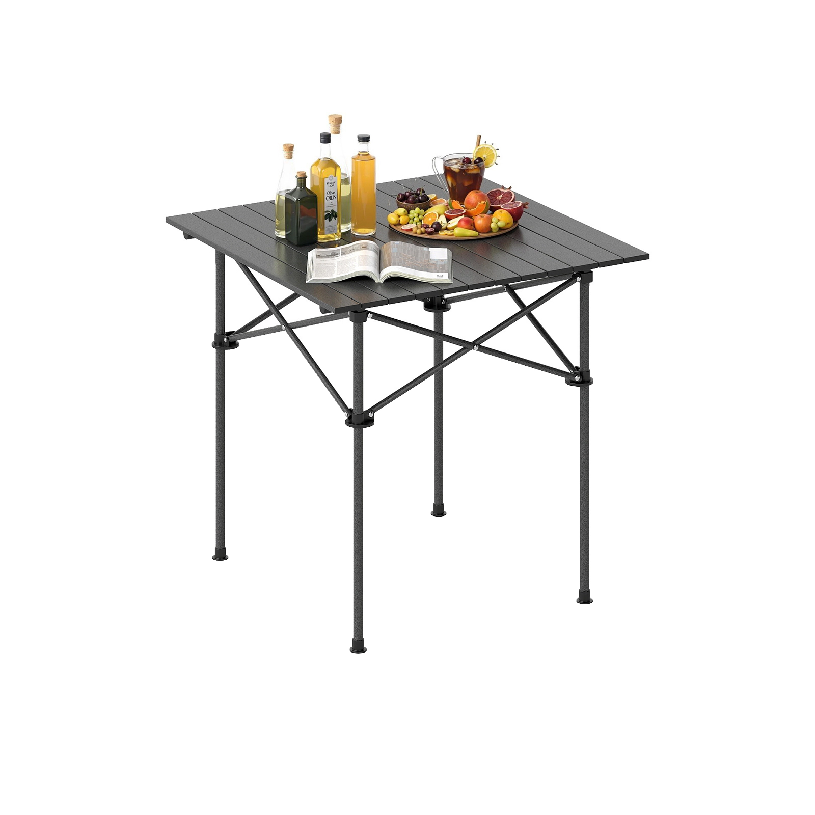 LJG Folding Roll-up Camping Table with Metal Legs