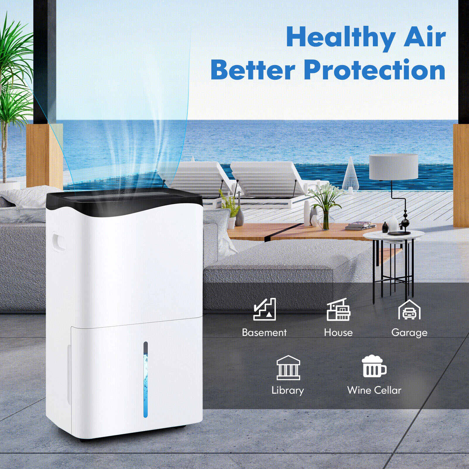 SlickBlue 100 Pint Smart Dehumidifier with WiFi Control for Rooms up to 5500 Sq Ft