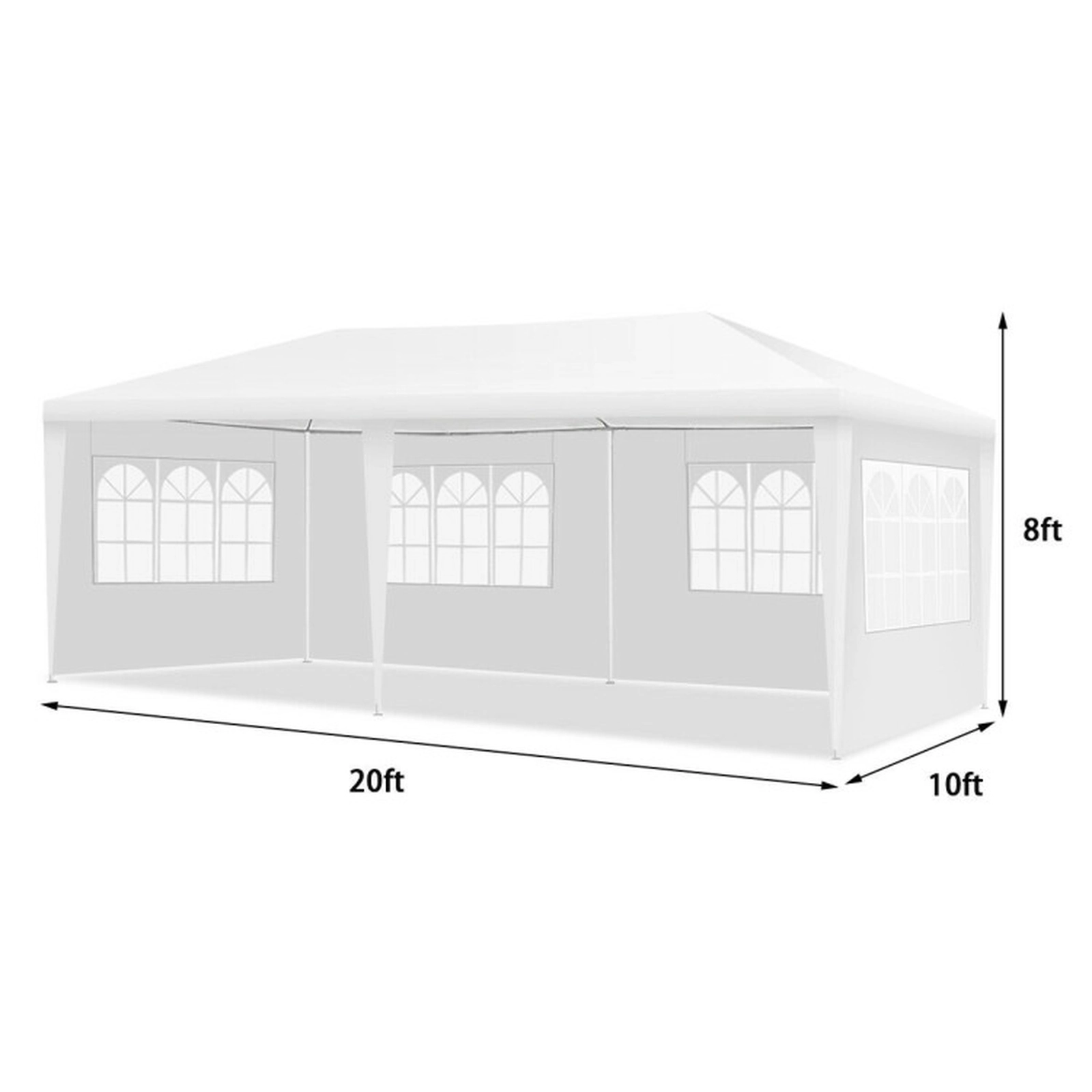 SUGIFT White Outdoor Party Wedding Canopy Tent with 4 Removable Walls and Carry Bag 20-ft W 10-ft D 8.5-ft H
