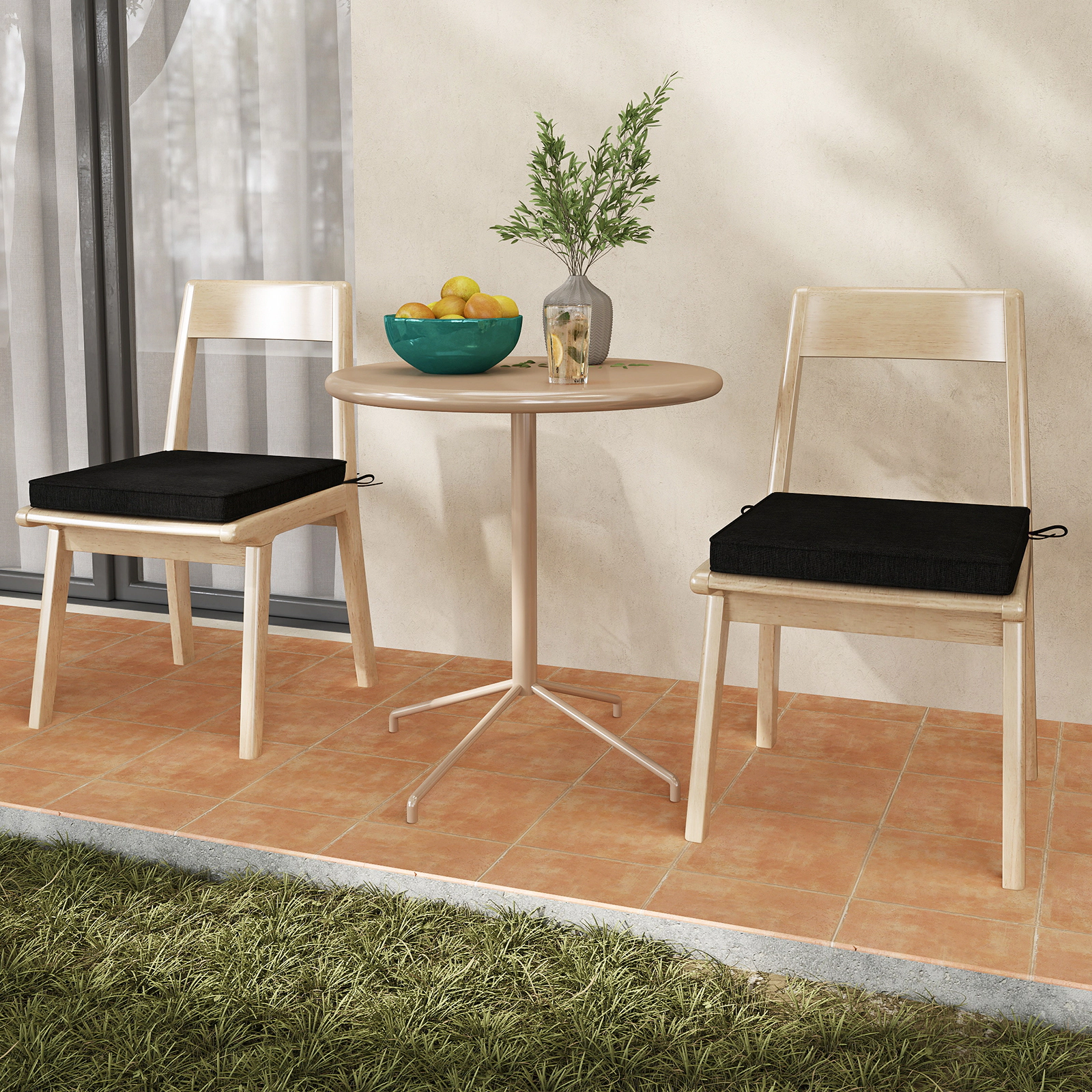 LJG Outdoor Chair Cushion Set of 2 Waterproof Fade-Resistant Olefin Seat Cushions