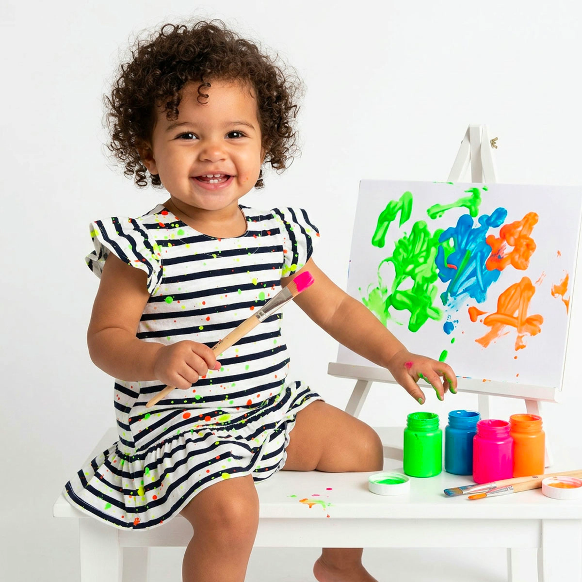 Rockets of Awesome Splatter Knit Dress For Baby Girl