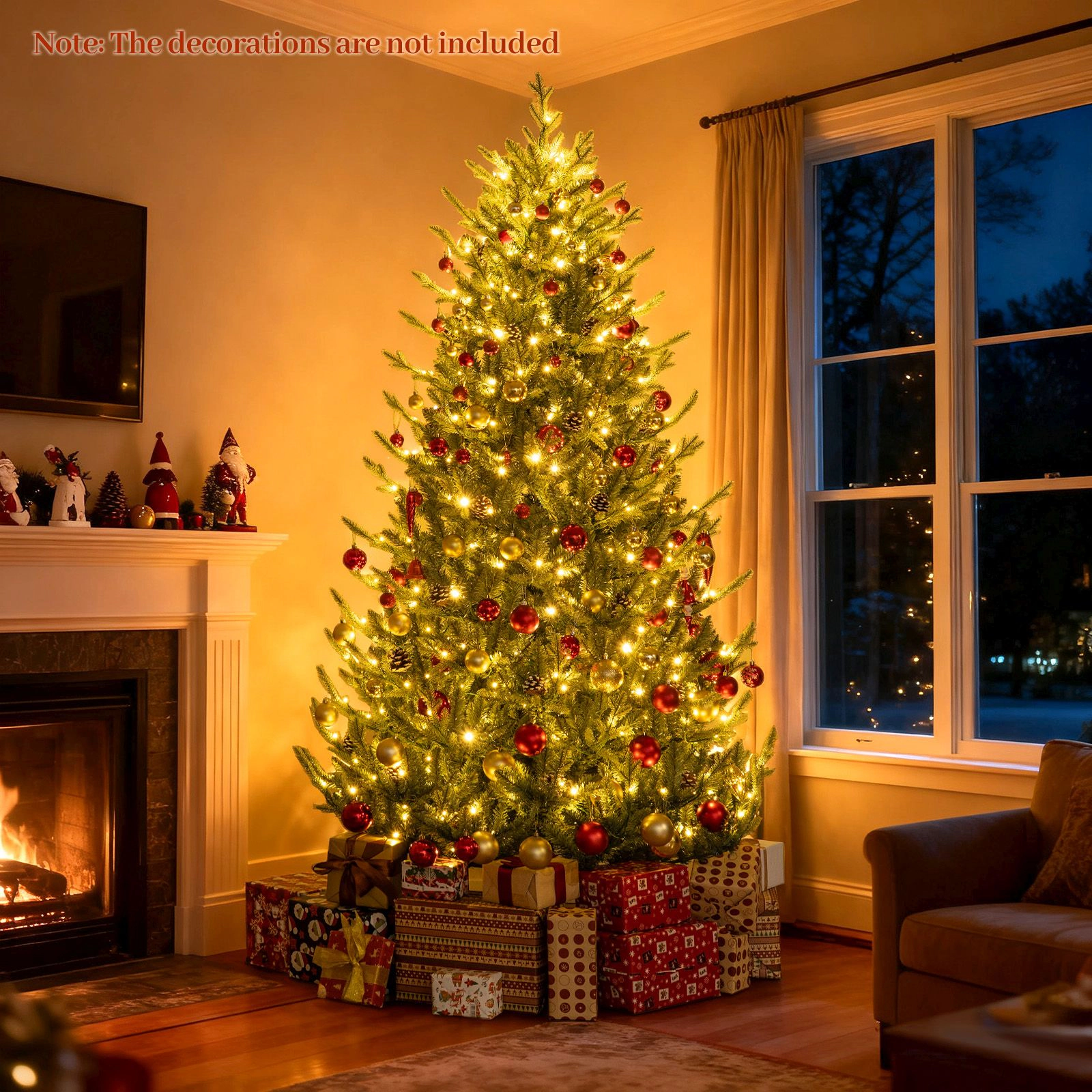 SlickBlue Green Artificial Christmas Tree with Pine Cones and Remote