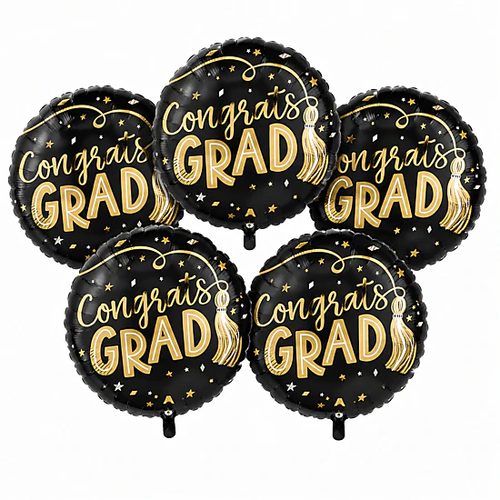 LoonBalloon 28 in Graduation Foil Balloons, 5-Count, Cap and Tassel ...