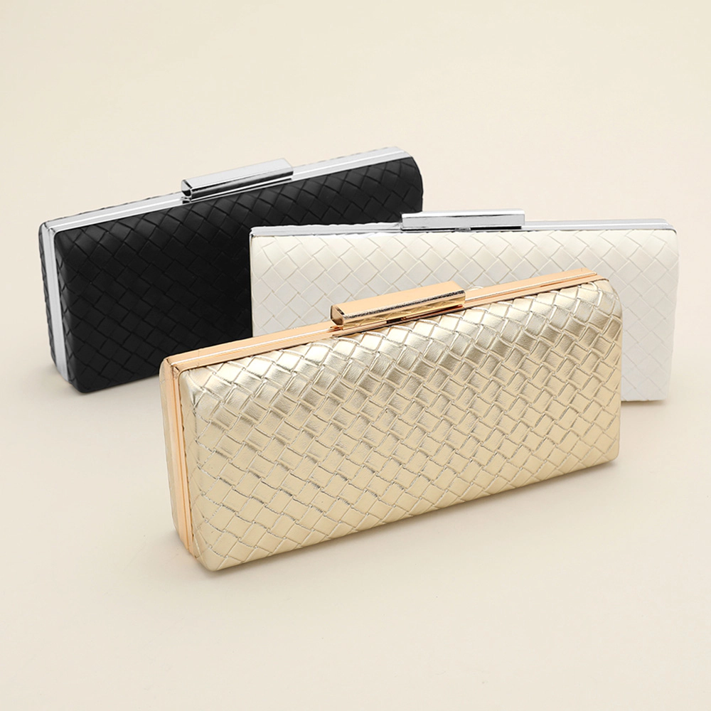 Fashnzfab Faux Leather Basket Weave Evening Clutch Bag / Crossbody Bag
