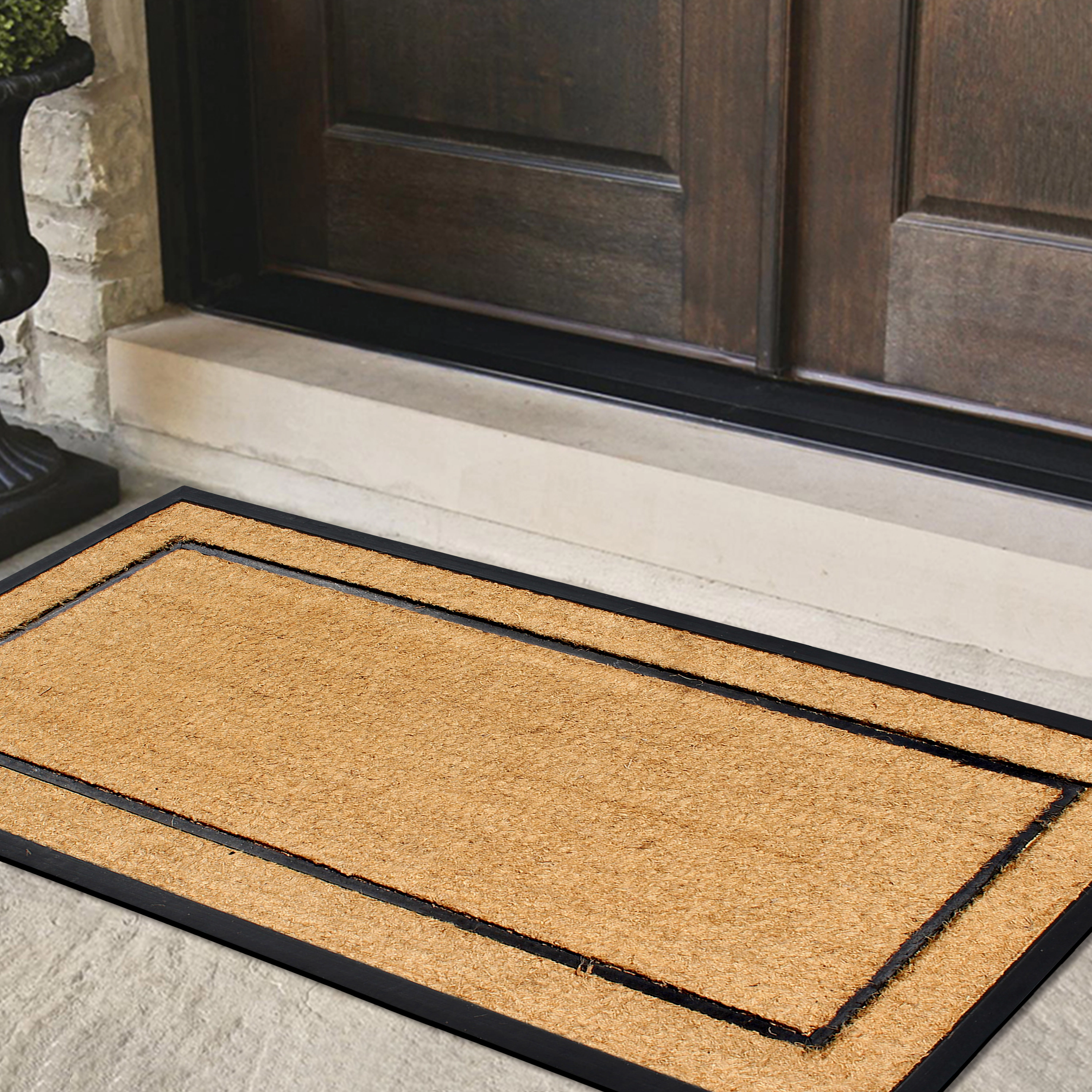 A1HC Coir and Rubber Door Mat 30x60 Inches Anti-Shed Fade-Resistant Heavy Duty Picture Frame Black