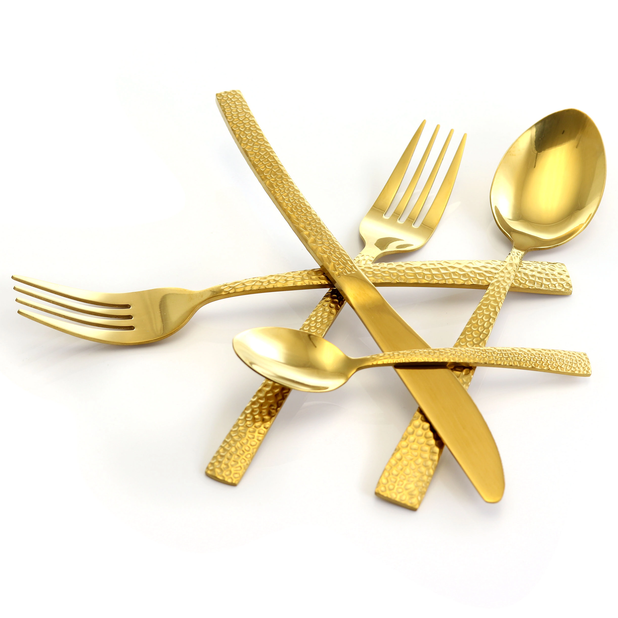 MegaChef Baily 20 Piece Flatware Utensil Set, Stainless Steel Silverware Metal Service for 4 in Gold