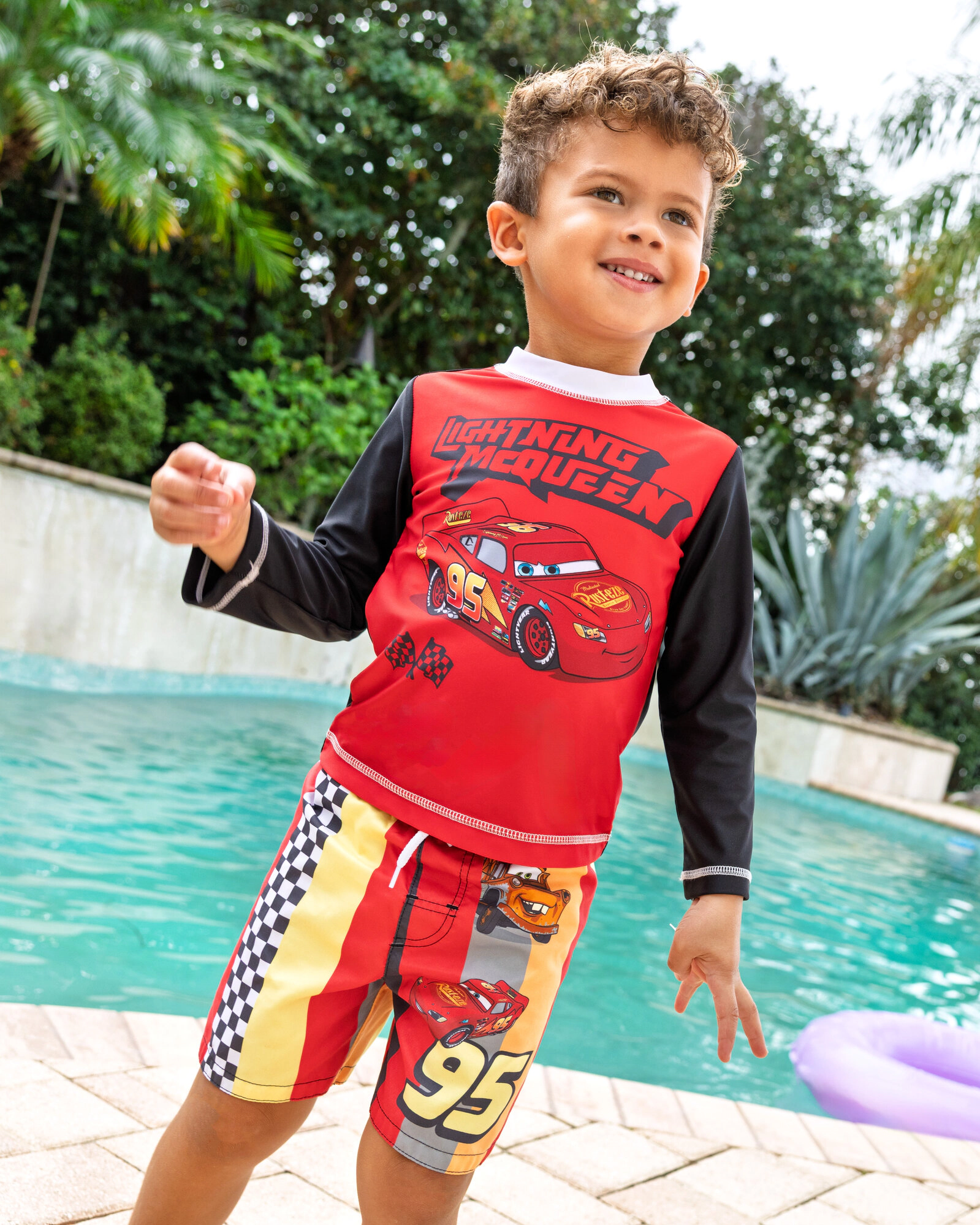 Disney Boys' 2-Piece Swimwear Rash Guard and Swim Trunks Set