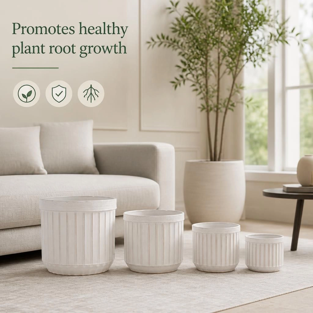 WOW PIONEER Large Durable Ceramic Planter Container for Plants Flowers Herbs Shrubs Patio Garden Balcony
