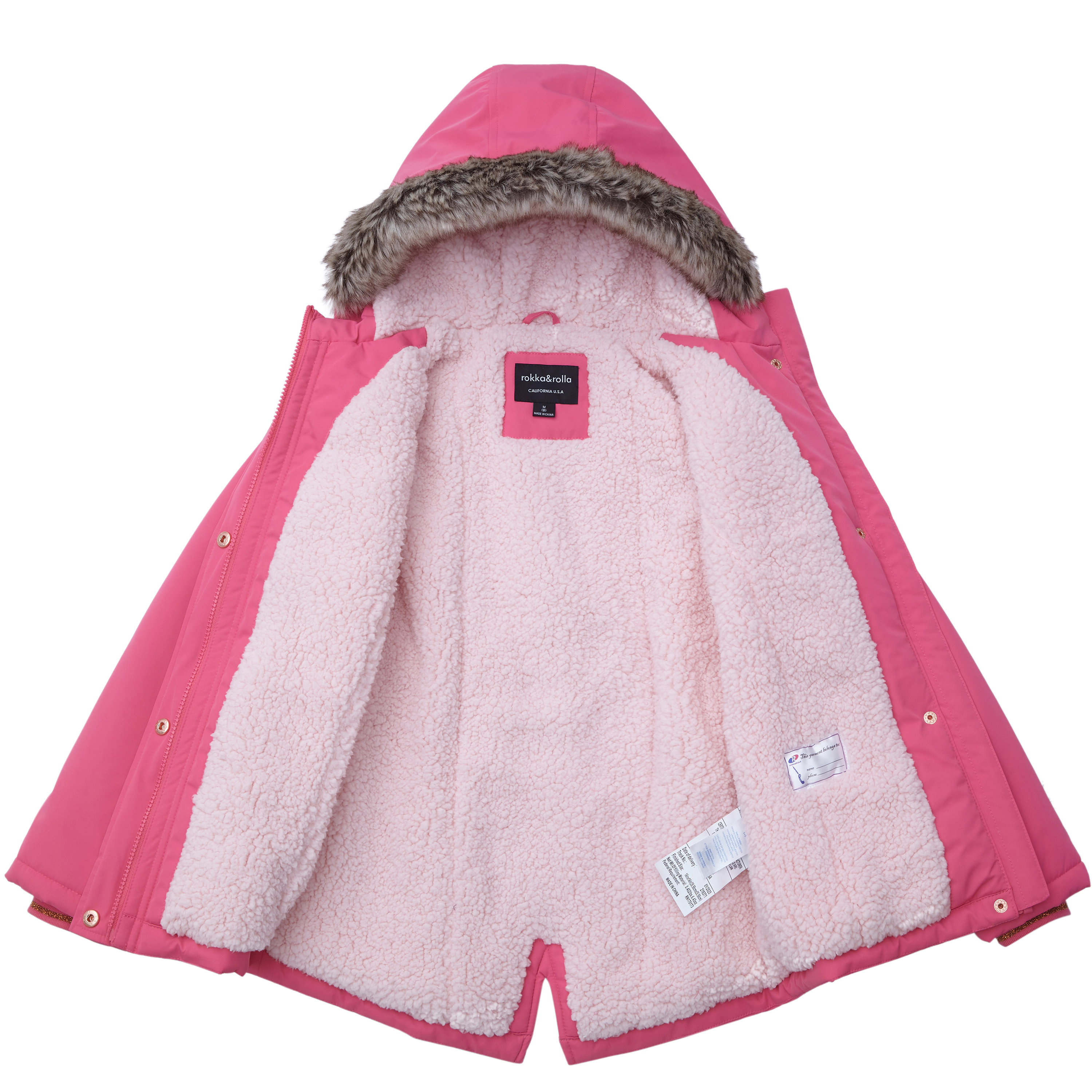 Rokka&Rolla Little & Big Kid Girls Mid-Length Fleece Lined Parka