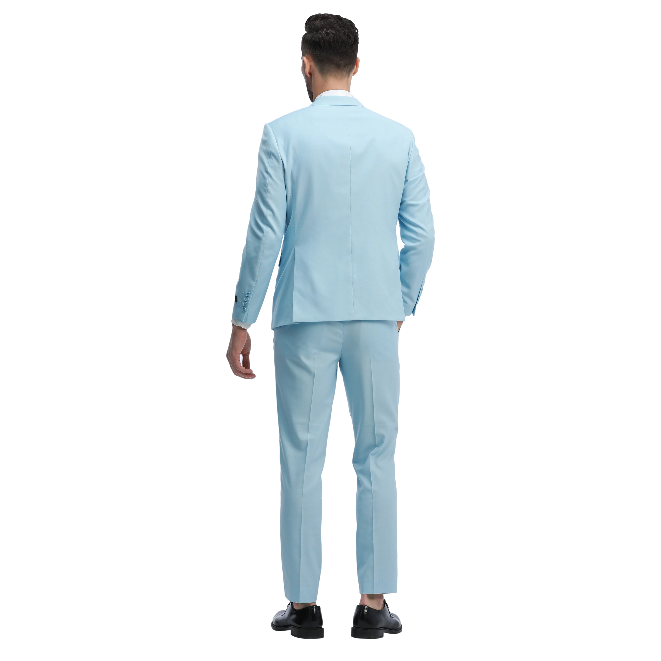 Tazzio Men's Skinny Fit 3 Piece Solid Suit Set, Double Breasted Vest