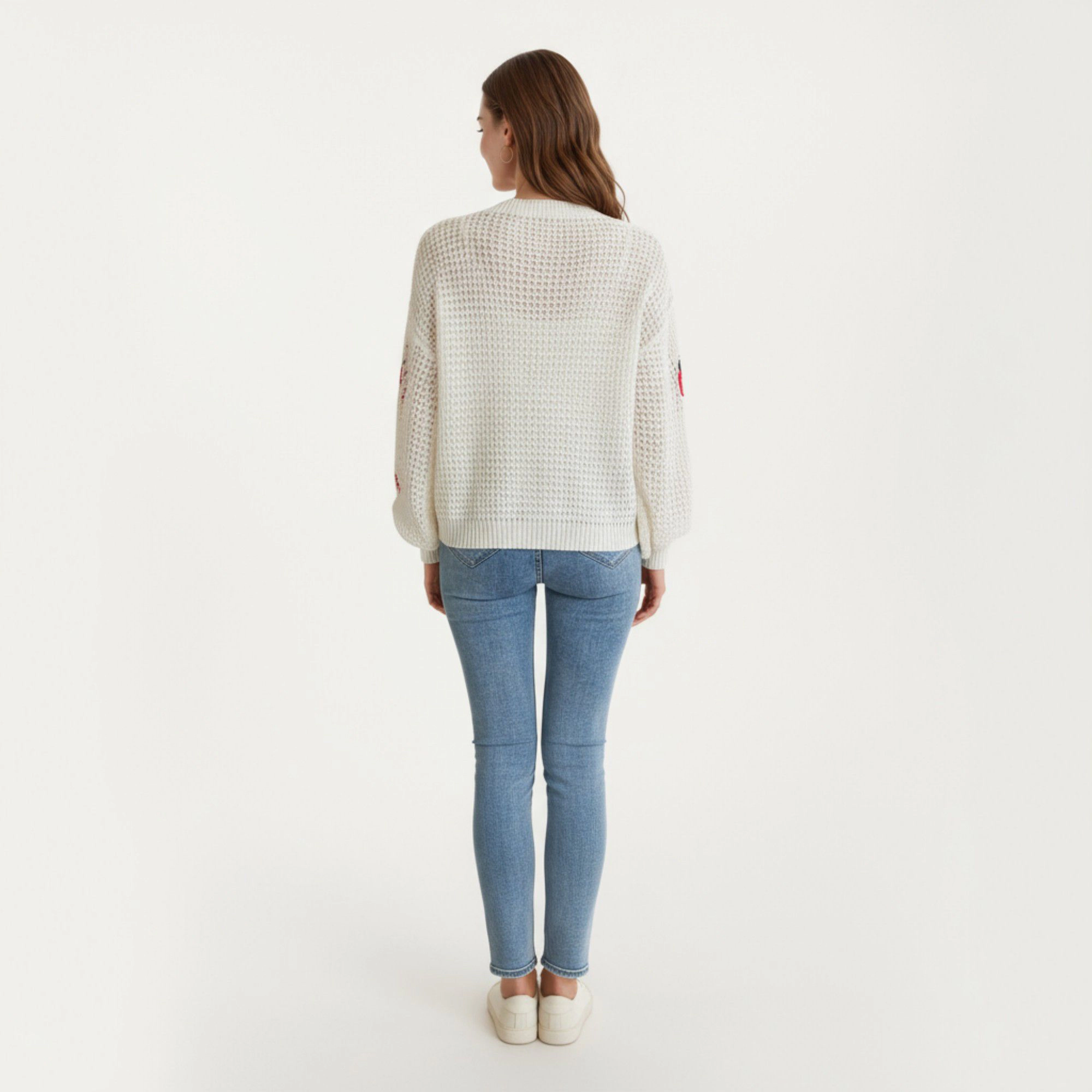 Anna-Kaci Women's Long Sleeve Strawberry Knit Button-Up Cardigan with V-Neckline