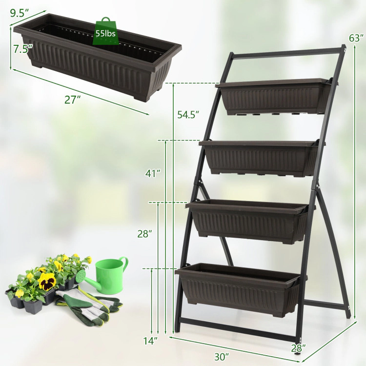 Hivvago 4-Tier Vertical Raised Garden Bed with 4 Containers and Drainage Holes
