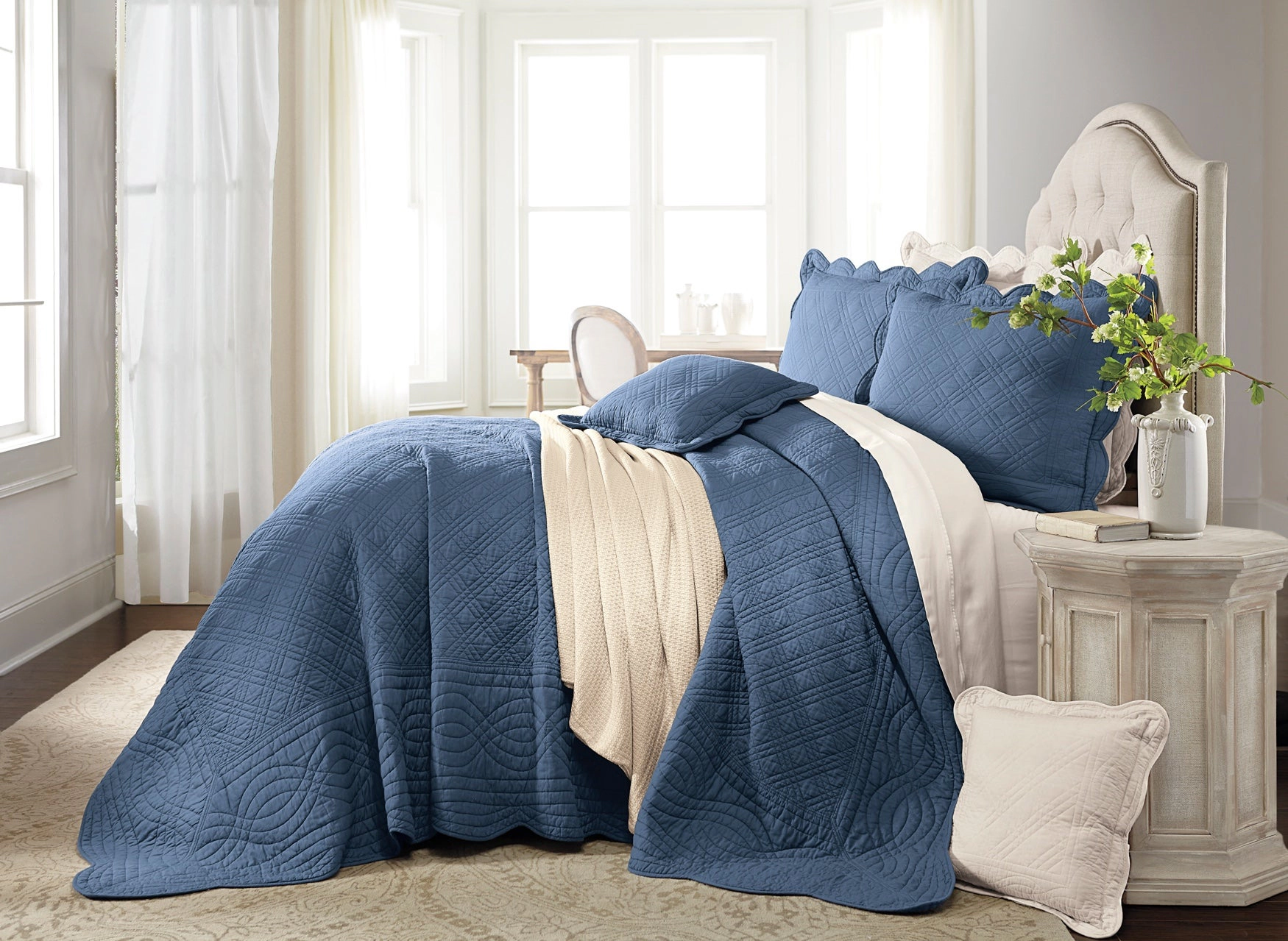 BrylaneHome  100% Cotton Florence Oversized Bedspread