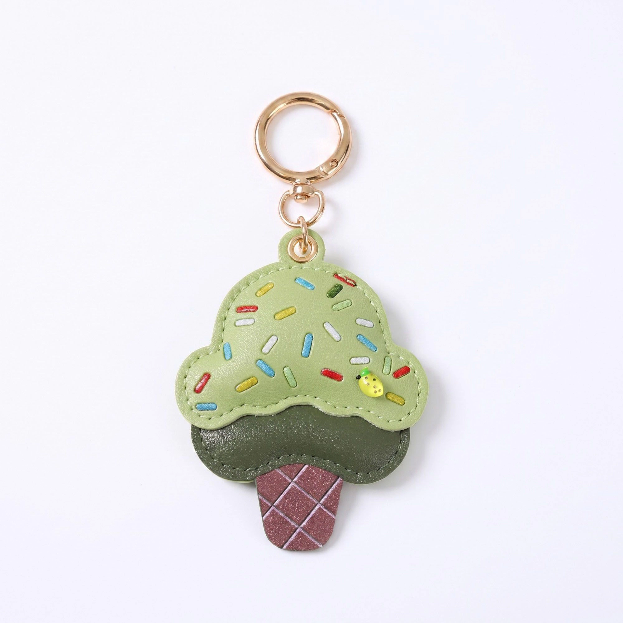Alilang Women's Ice Cream Cone Bag Charm with Colorful Sprinkles and Gold Tone Clip