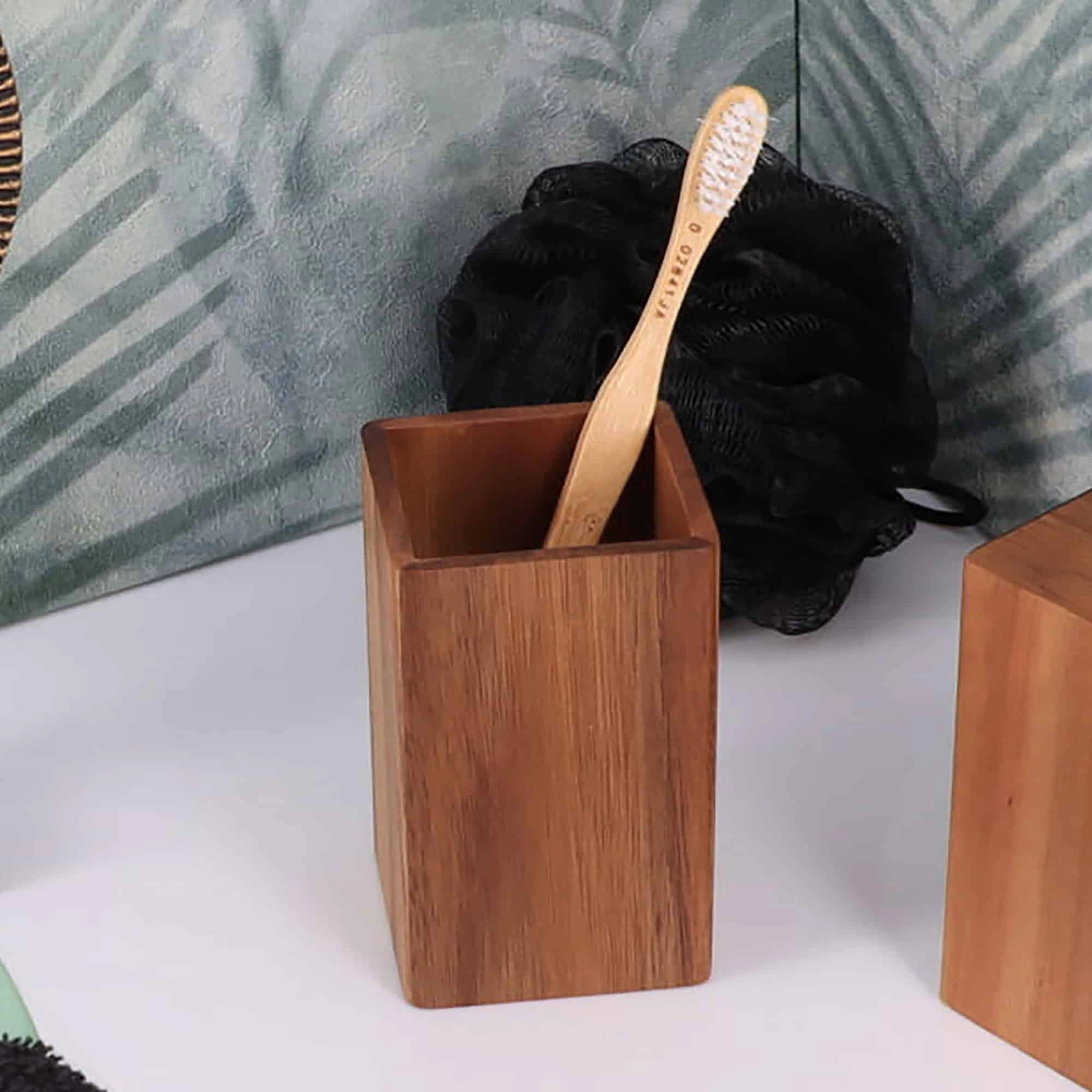 Evideco French Home Goods Acacia Wood Square Tumbler 10 oz