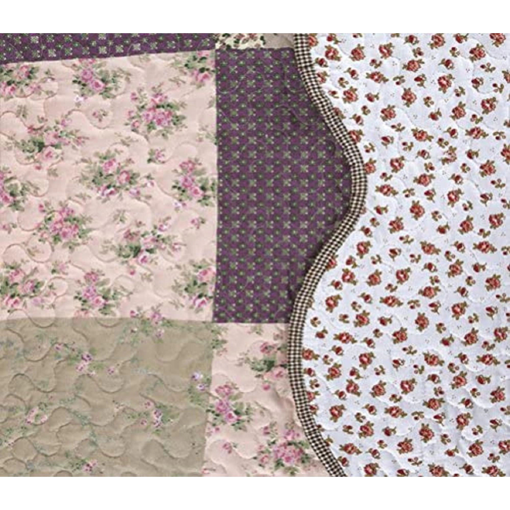 J&V TEXTILES 100% Microfiber Gray Reversible Quilt Set