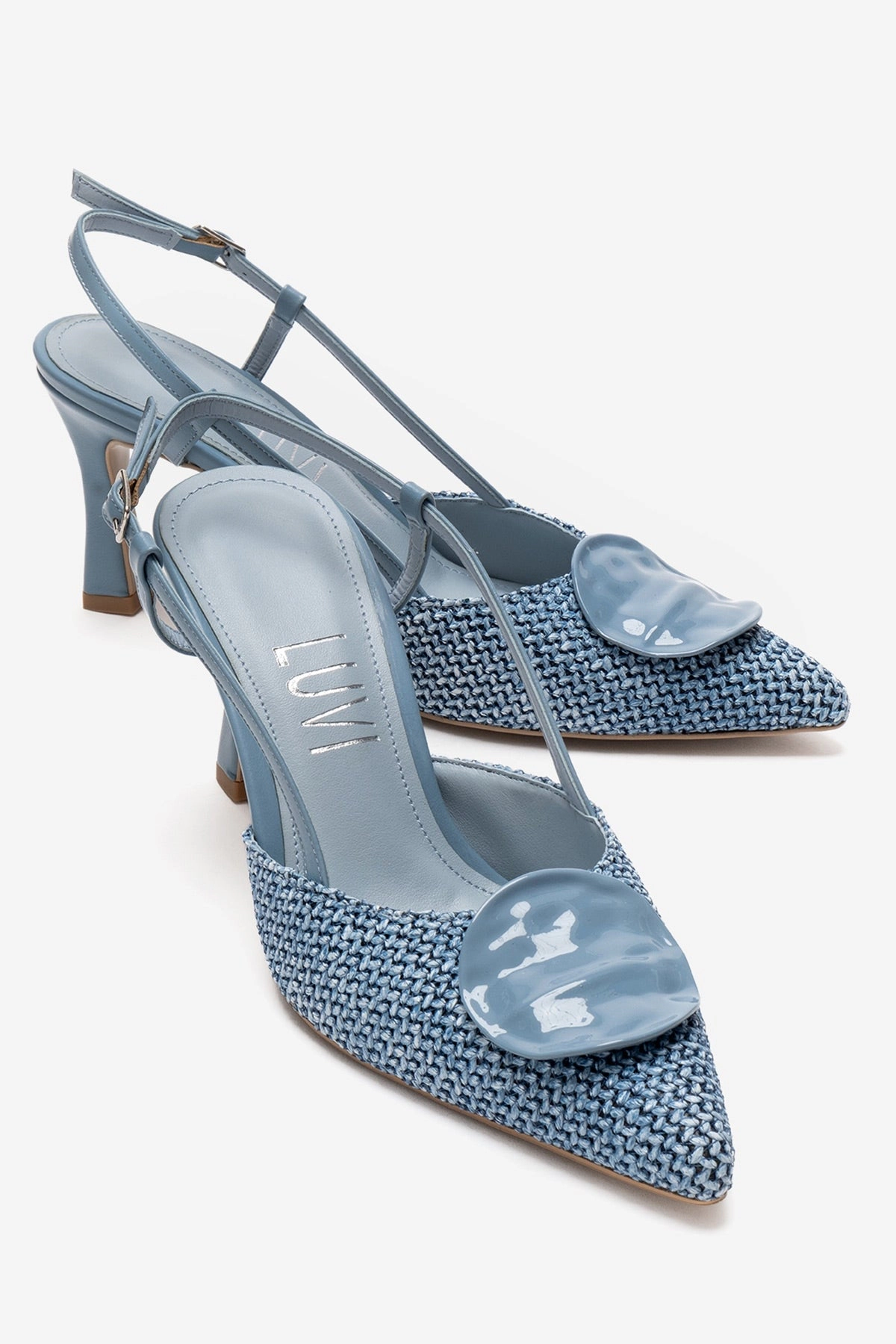Prologue Shoes Womens Levia Woven Pointed Toe Slingback Pump