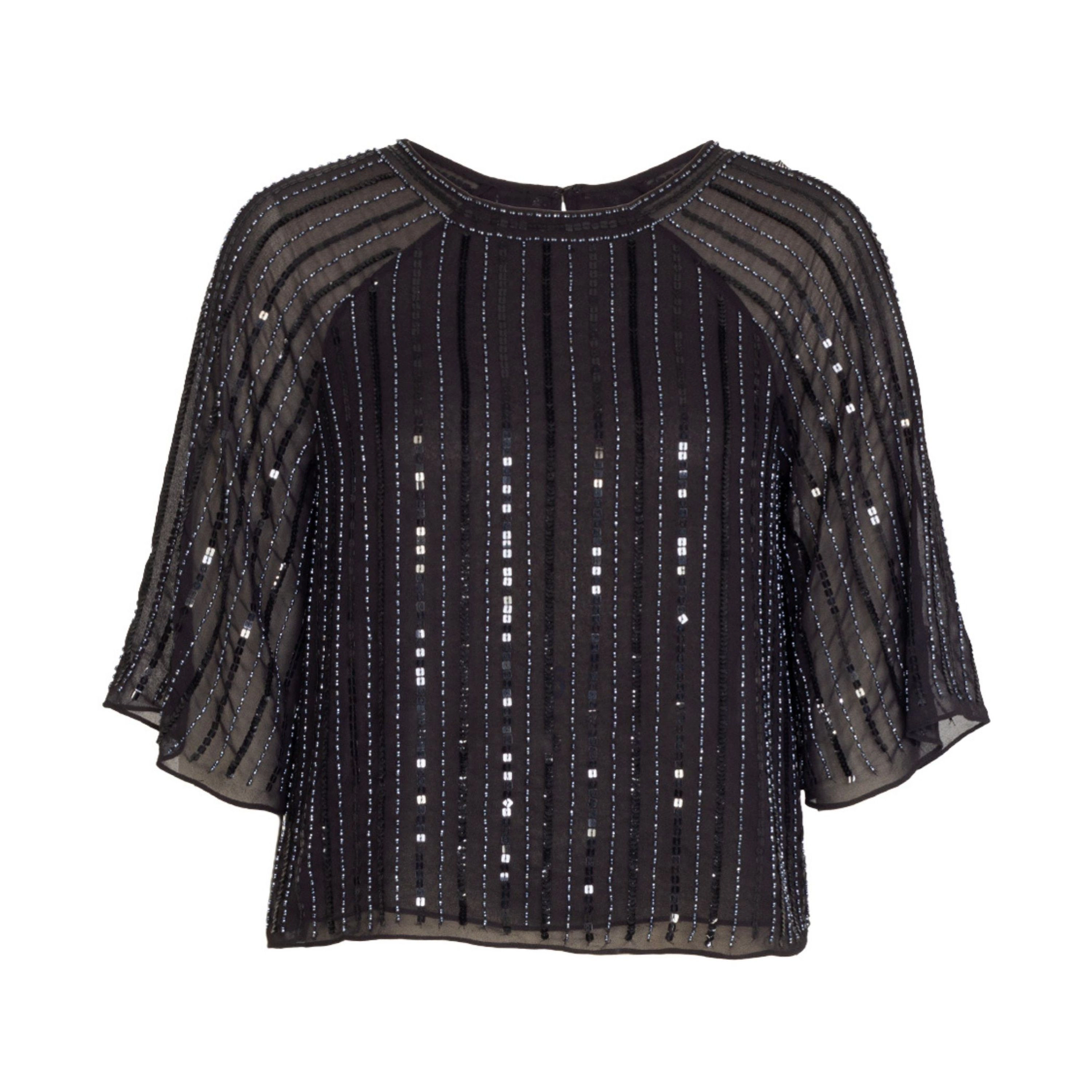 Rose & Nancy Women's Aurora Navy Blue Sequin Top
