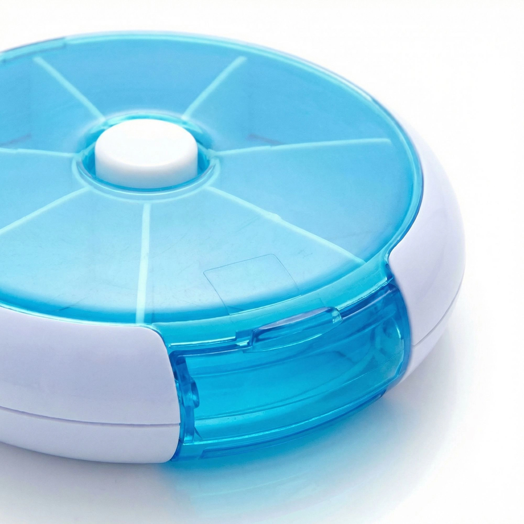 Alilang Women 2 Pack Round Pill Organizer Travel Case with 7 Compartments Flip Lid Portable Medication Storage