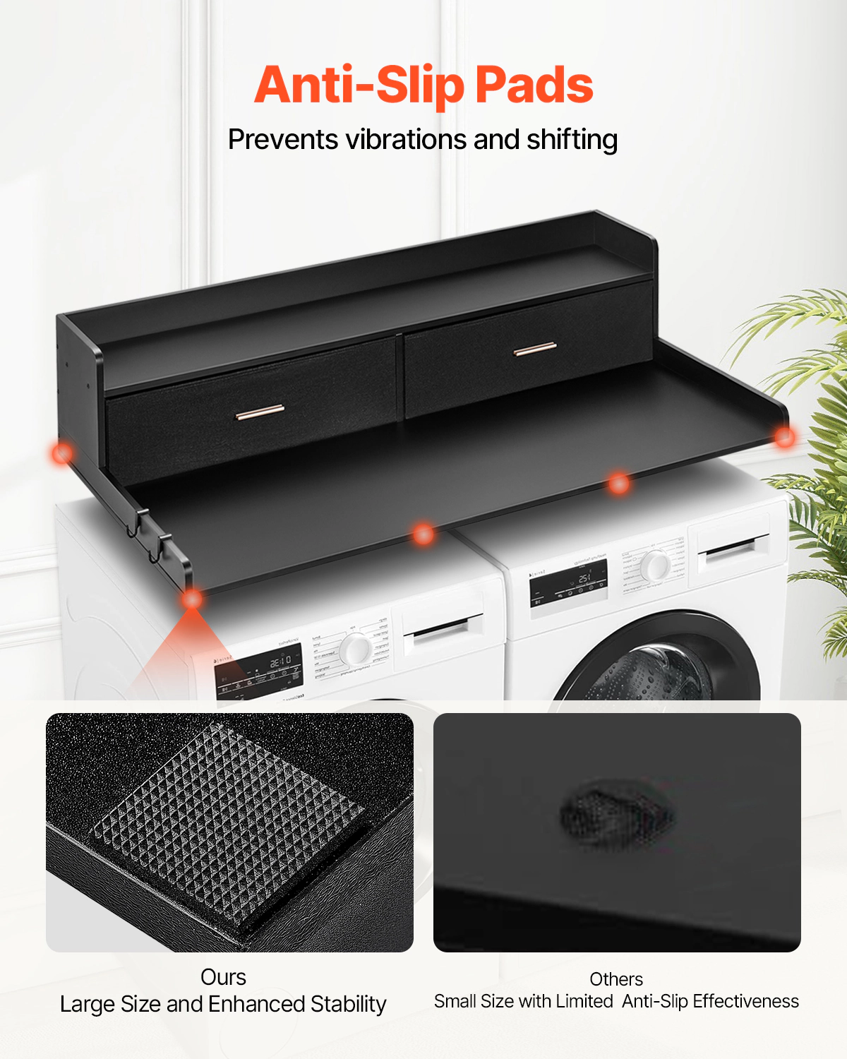 HONGGE Washer Dryer Countertop 54" x 27" Wooden Washer and Dryer Countertop Water-Resistant Laundry Machine Topper