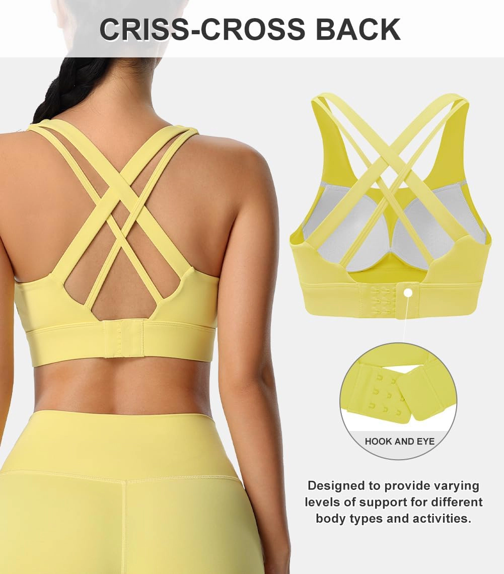 Wardrobe Whimsy Women High Support Running Criss Cross Back Sports Bras