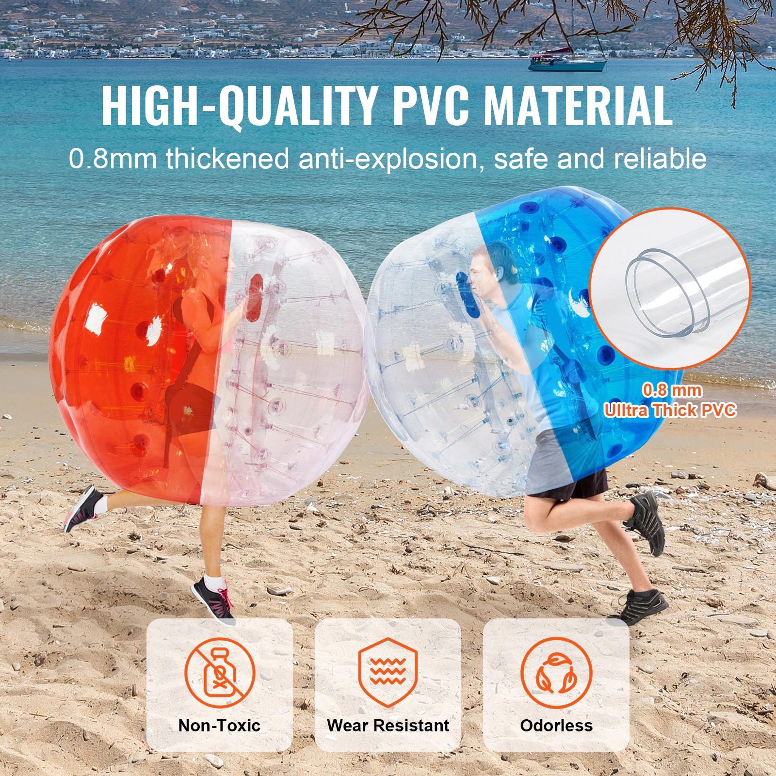 HONGGE 5 Ft Inflatable Bumper Balls 2-Pack, PVC Body Zorb Balls for Teens & Adults, Outdoor Bumping Games