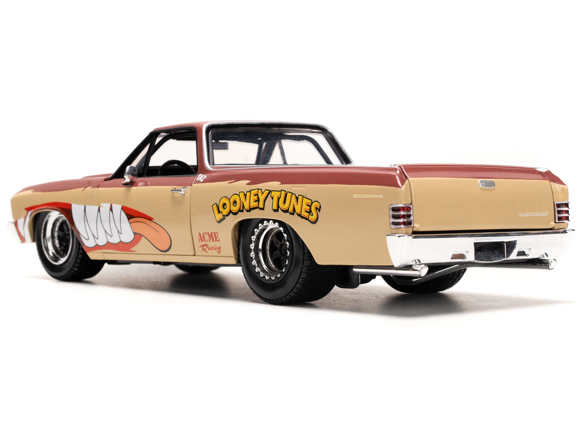 Jada 1967 Chevrolet El Camino Brown and Beige with Graphics and Tasmanian Devil (Taz) Diecast Figure "Looney