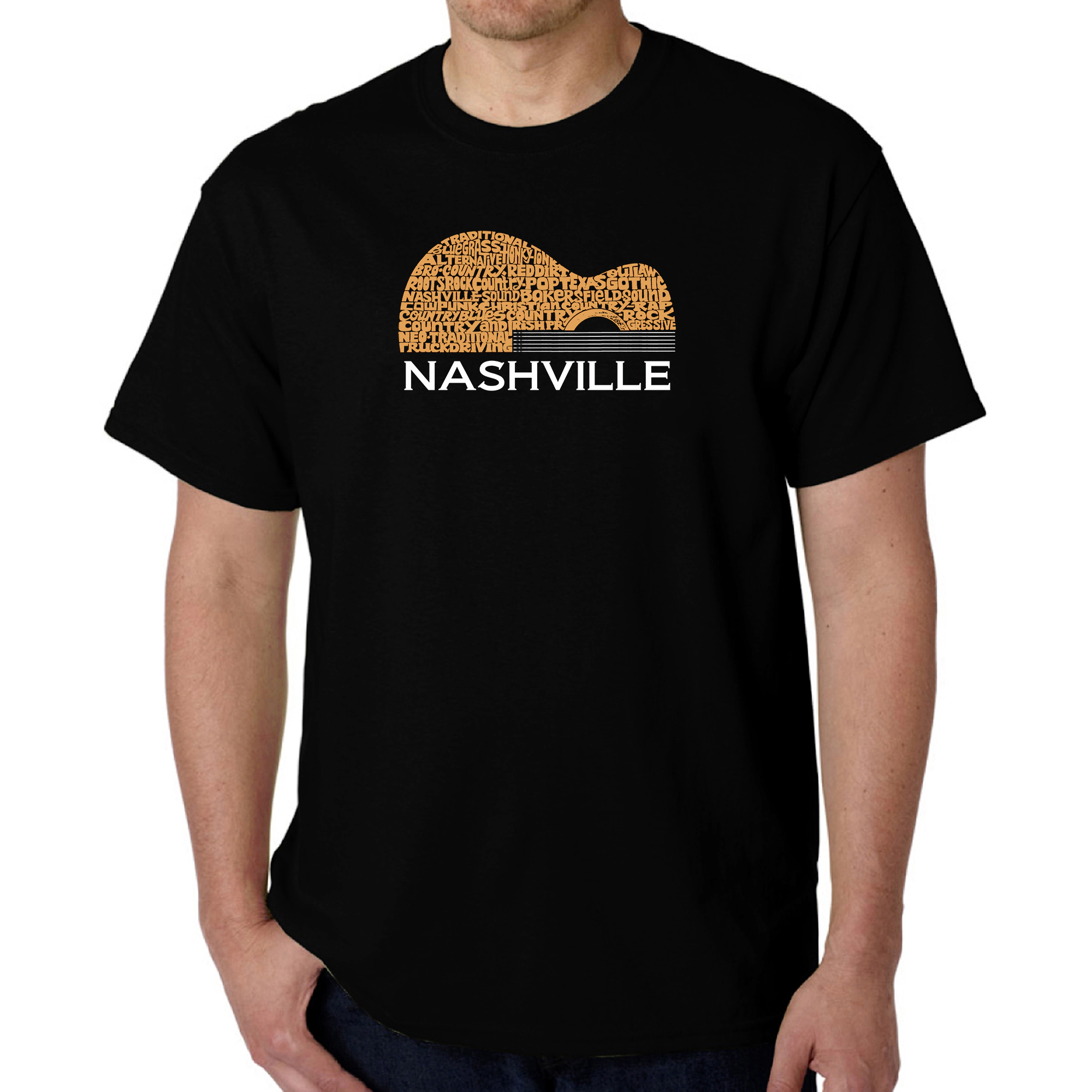 LA Pop Art Men's Word T-Shirt - Nashville Guitar