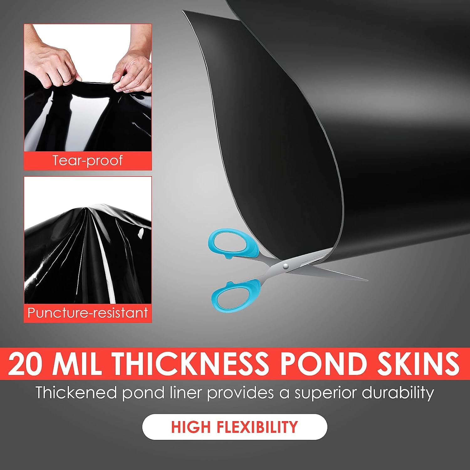 Enjyam Heavy-Duty LLDPE Pond Liner 20x25 FT 20 Mil, UV Resistant Waterproof for Koi Pond, Waterfall, Garden
